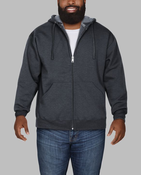 Big Men's Eversoft® Fleece Full Zip Hoodie Sweatshirt Black Heather
