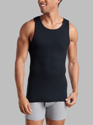 Men's Active Cotton blend A-Shirt, Black and Gray 8 Pack 