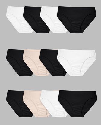 Women's Cotton Bikini Panty, Assorted 12 Pack 