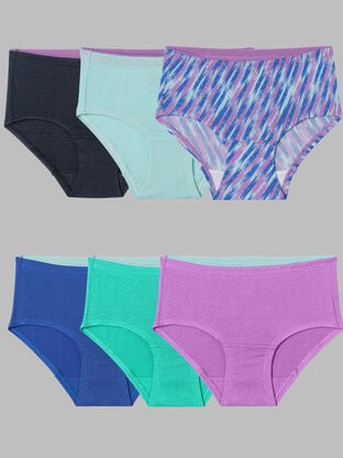 Girls' Breathable Micro-Mesh Brief Underwear, Assorted 6 Pack 