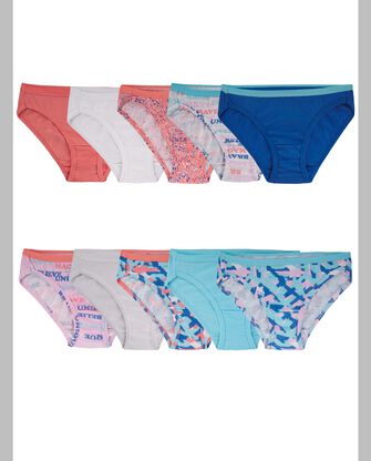 Girls' Eversoft® Bikini Underwear, Assorted 10 Pack ROT. 2