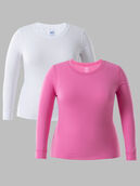 Women's Plus Size Thermal Crew Top, 2 Pack PINK BERRY/WHITE