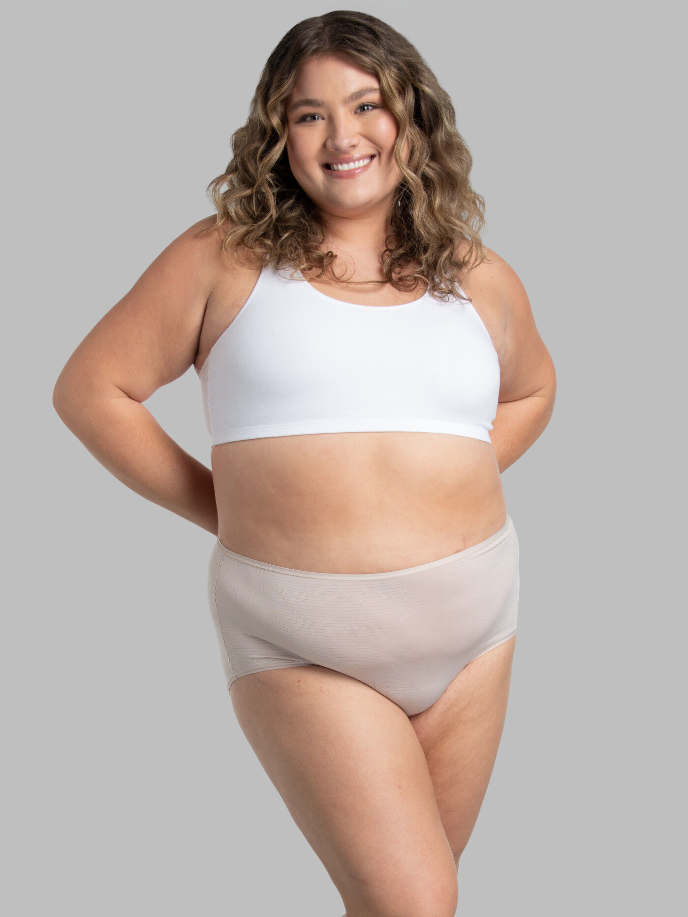 Women s Plus Fit for Me Breathable Cooling Stripes Brief Panty Assorted 6 Pack