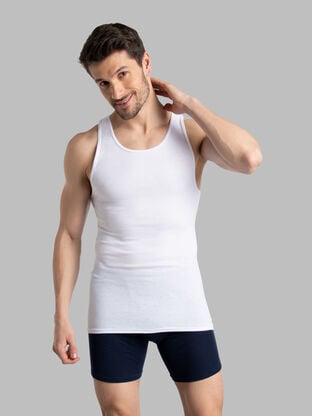 Men's Active Cotton blend A-Shirt, White 8 Pack 