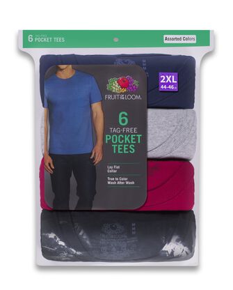 Men's Assorted Fashion Pocket T-Shirt, 6 Pack, Extended Sizes 