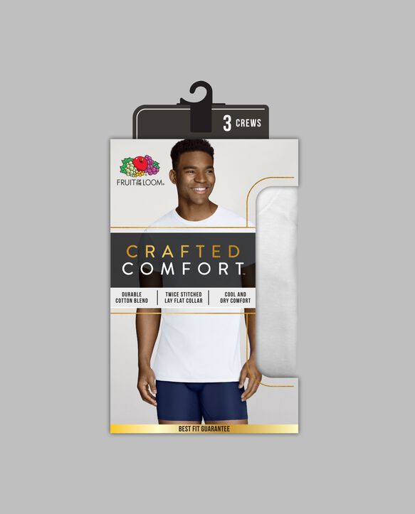 Men's Crafted Comfort Crew T-Shirt, White 3 Pack White