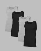 Men's Premium A-Shirt, Black and Gray 4 Pack Black and Gray