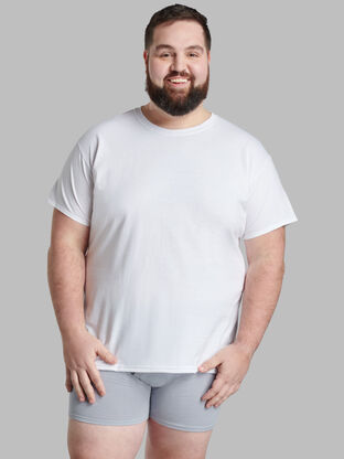 Big Men's Short Sleeve Crew T-Shirt, White 6 Pack 