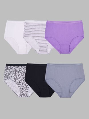 Women's Cotton Brief Panty, Assorted 6 Pack 