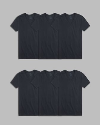 Men's Short Sleeve V-Neck T-Shirt, Black 6 Pack 