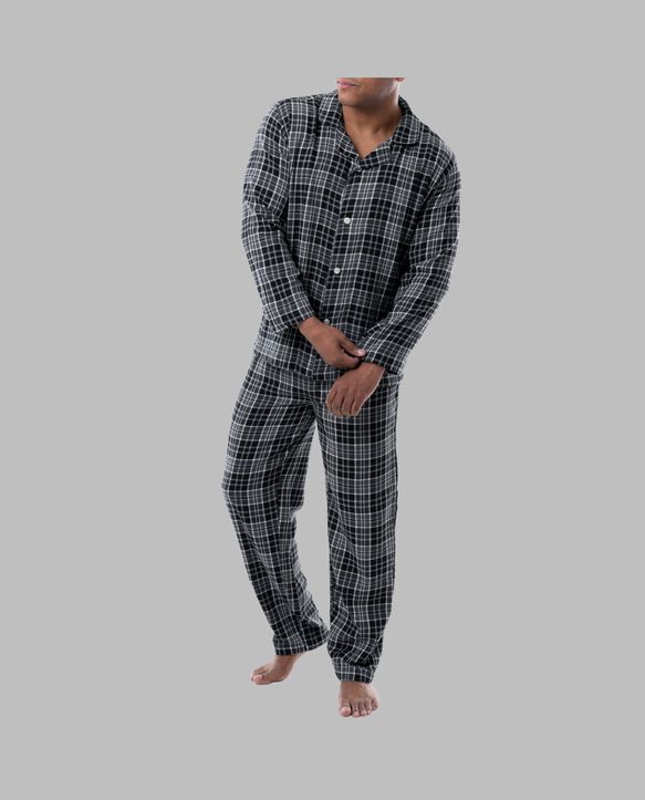 Fruit of the Loom Men's Flannel Pajama, 2 Piece Set GREY PLAID