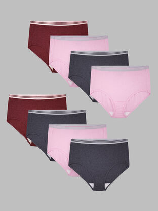 Women's Plus Fit for Me® Heather Brief Panty, Assorted 6+2 Bonus Pack 