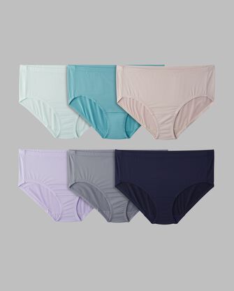 Women's Plus Fit for Me® Breathable Cooling Stripes Brief Panty, Assorted 6 Pack 