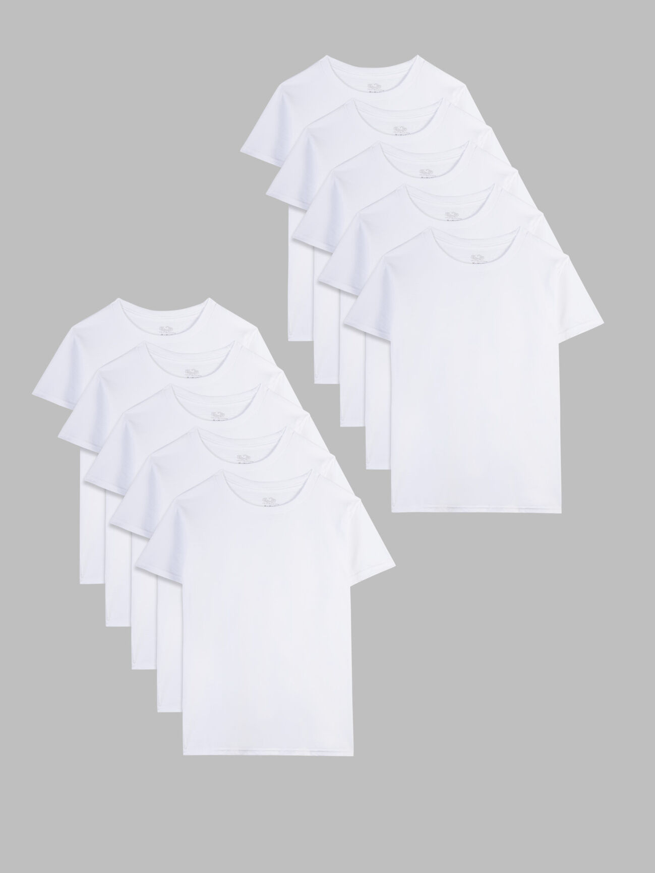 Toddler Boys’ Classic White Crew T-Shirts, 10 Pack