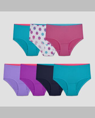 Girl's Breathable Assorted Micro-Mesh Brief Underwear, 6+1 Bonus Pack 