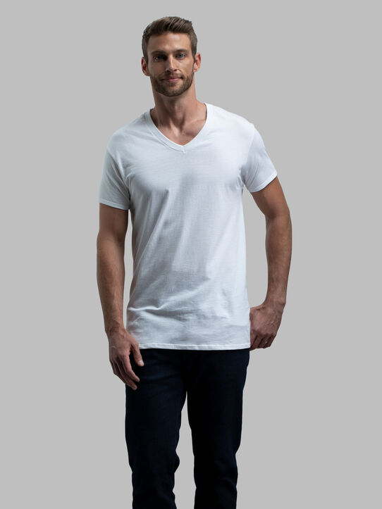 BVD® Men's Short Sleeve Cotton V-neck T-Shirt, White 5 Pack White