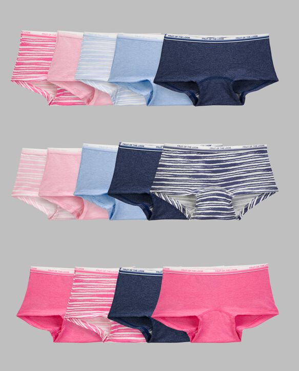 Girls' Heather Boy Short Underwear, Assorted 14 Pack Assorted