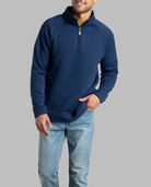Men's Sweater Fleece Quarter Zip Pullover, Extended Sizes Navy Heather