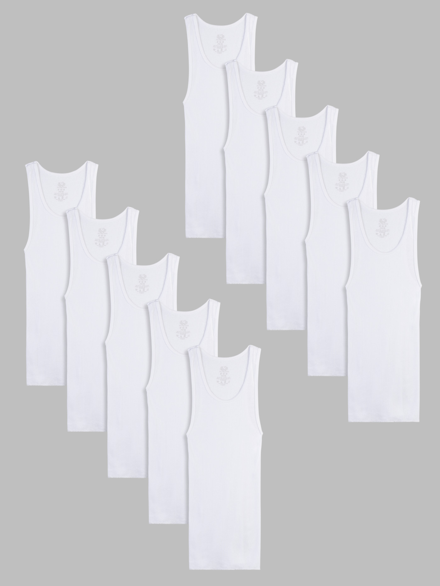 Boys&#39; Cotton A-Shirt, White 10 Pack