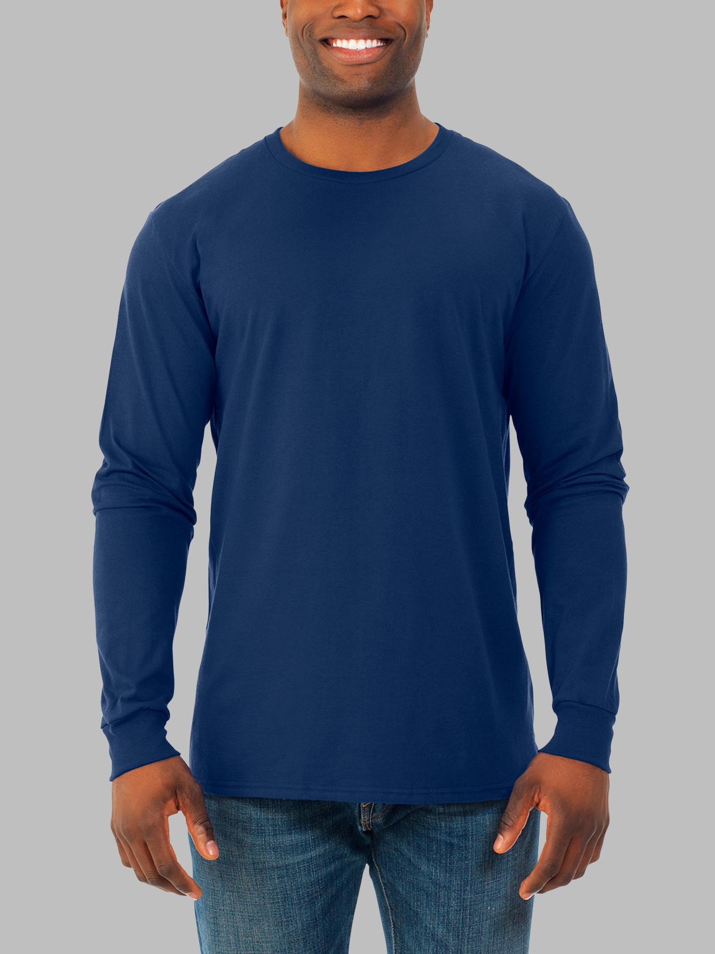 Soft Long Sleeve Crew Neck T Shirt   Fruit of the Loom