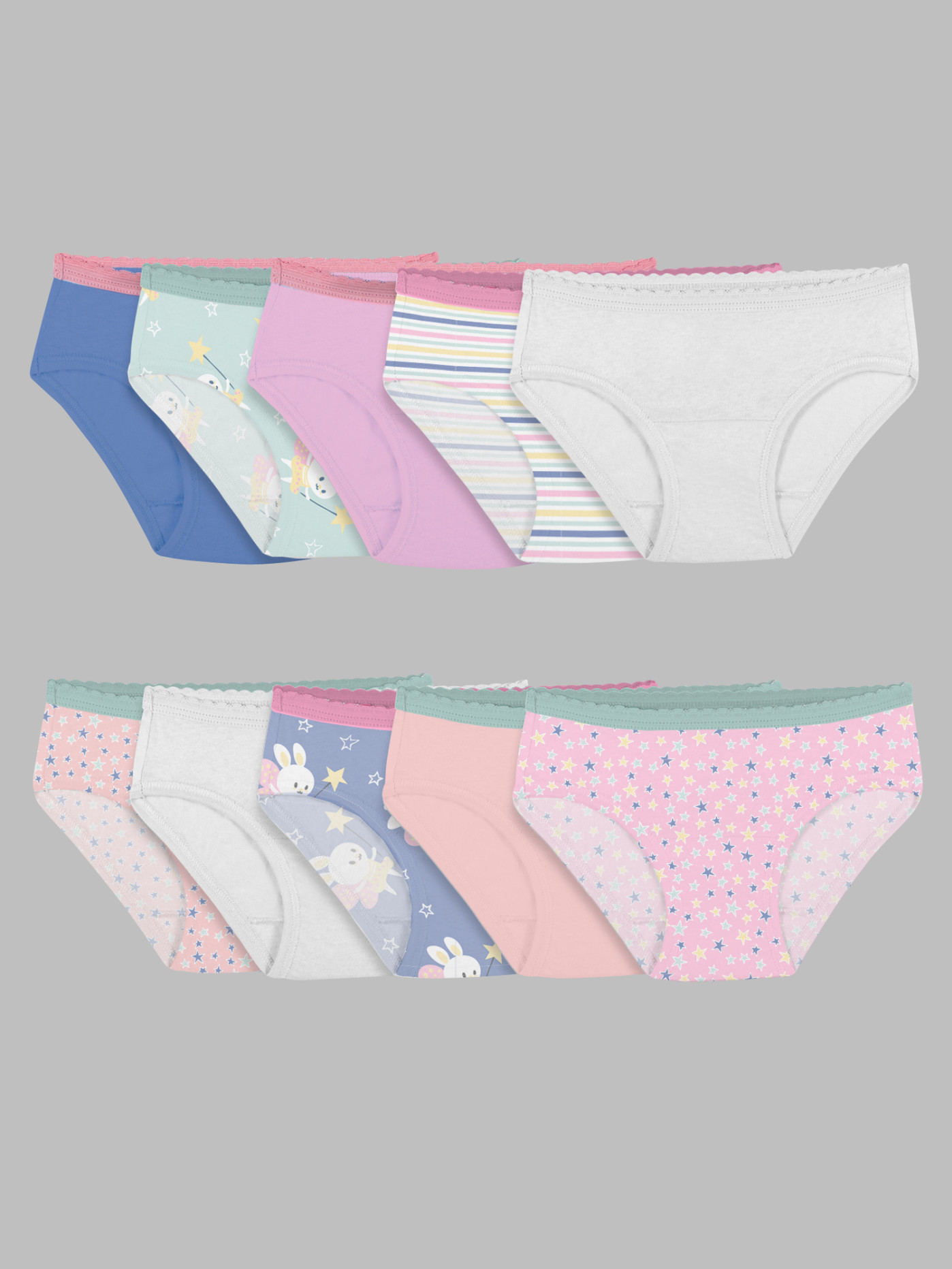 Fruit of the Loom Toddler Girls 10 Pack Assorted Cotton Brief Underwear,  4T/5T