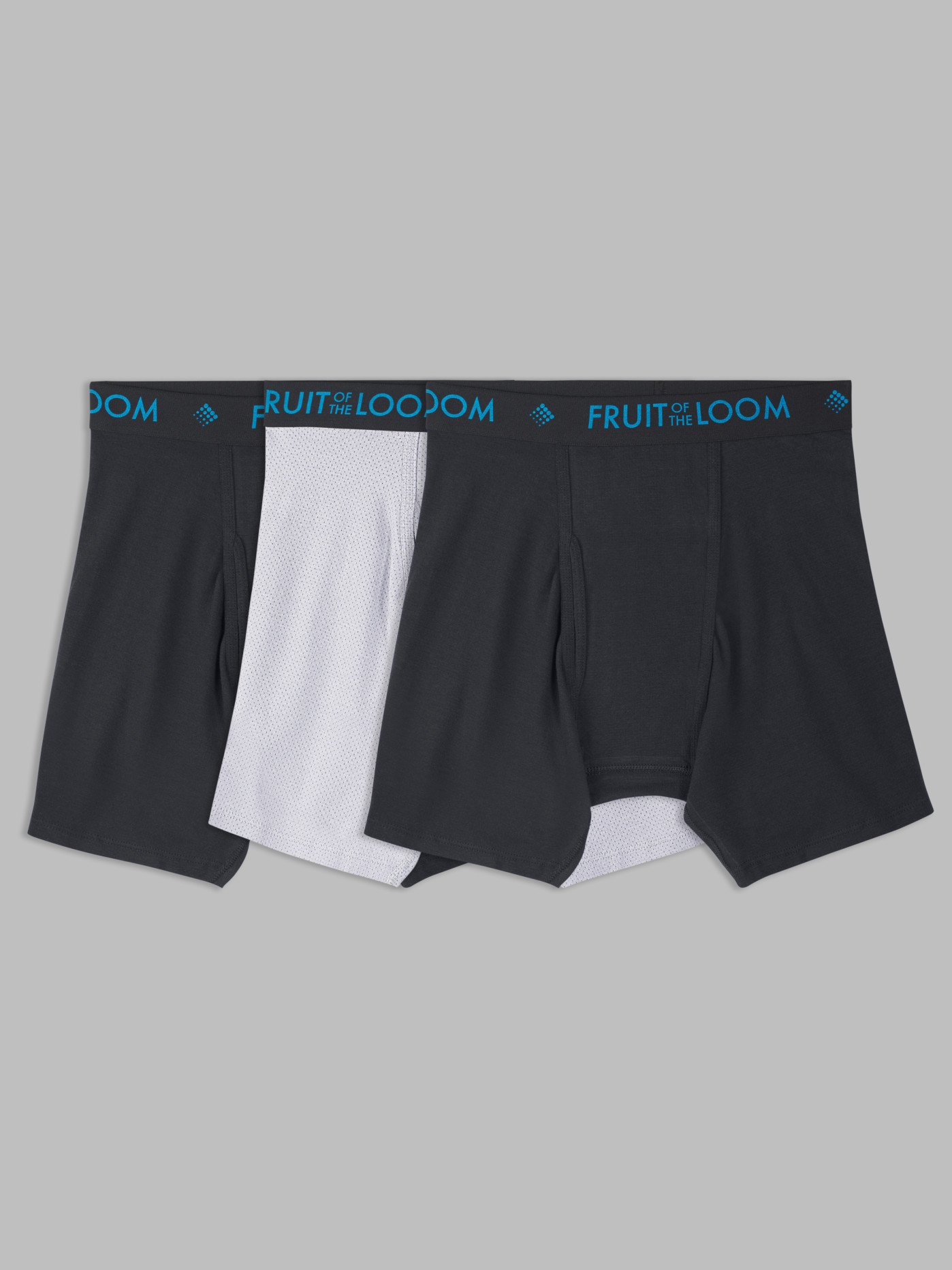 Men's Breathable Cotton Micro-Mesh Black and Gray Boxer Brief