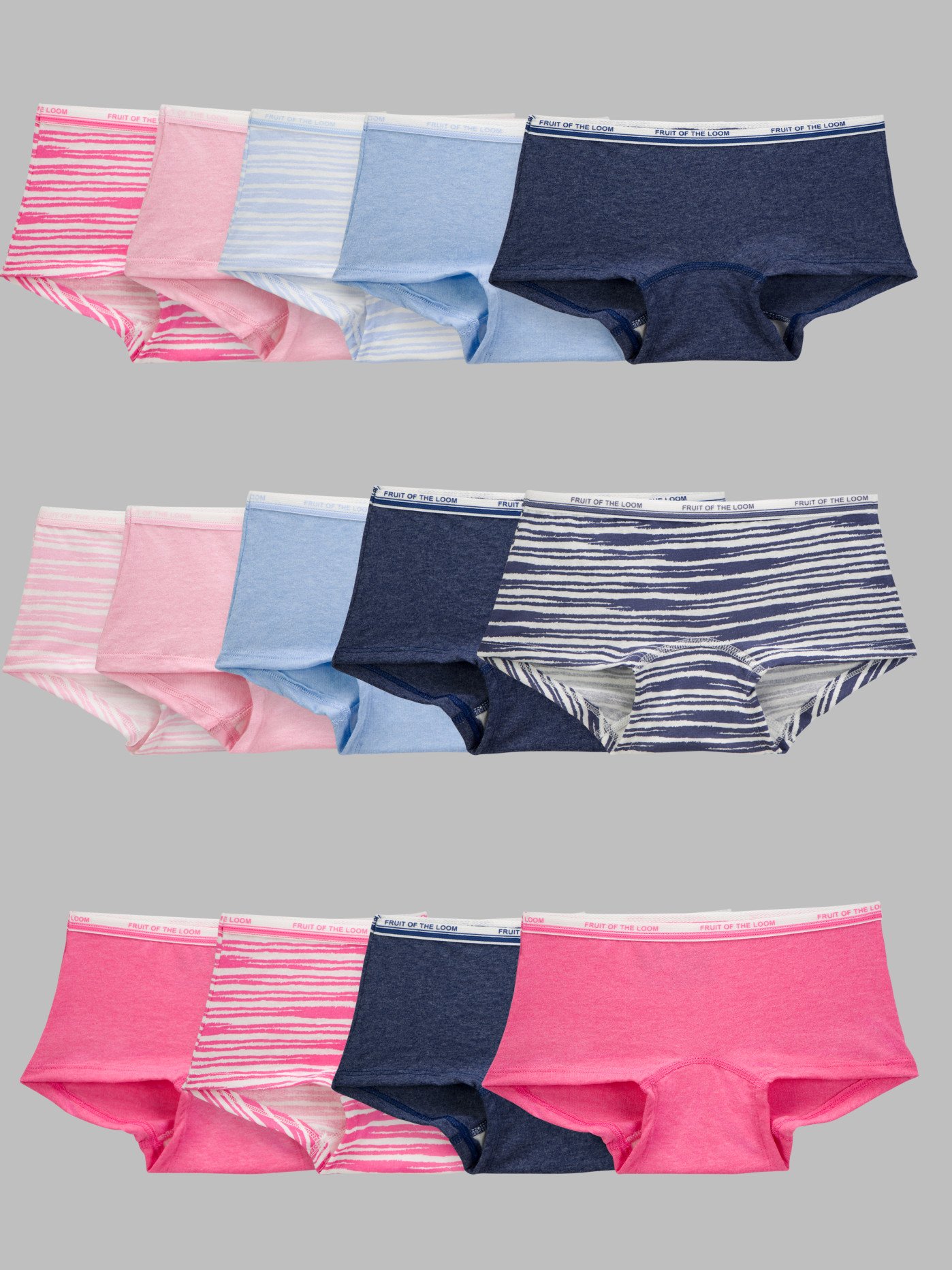 Girls' Heather Boy Short Underwear, Assorted 14 Pack